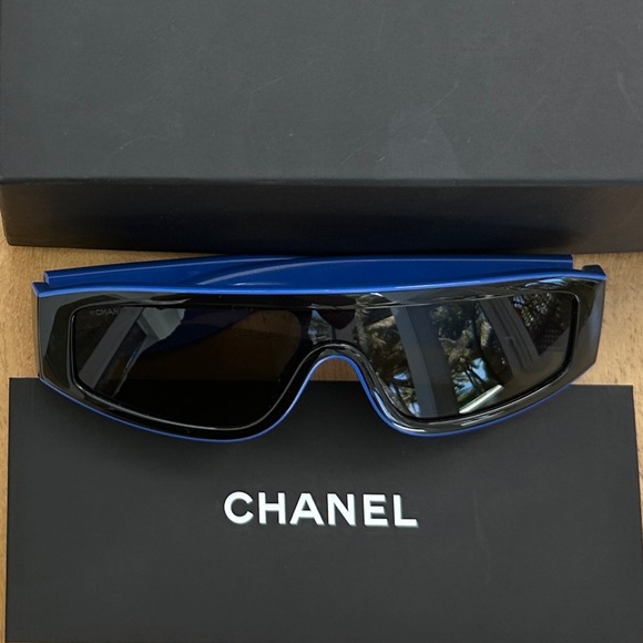 Chanel Shield Sunglasses, Blue - Picture 1 of 7
